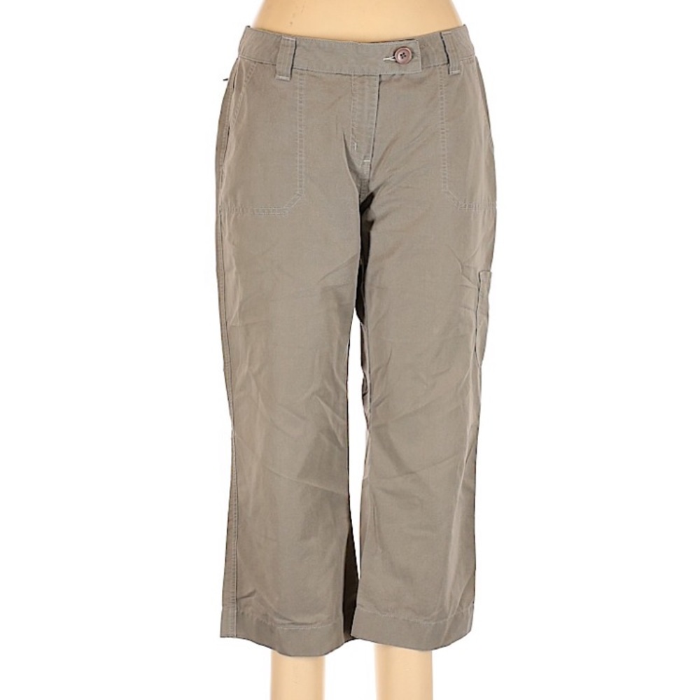 Halogen boyfriend mid rise waist cropped tan cargo pants sz 8 EUC